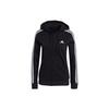 (WMNS) Худи на молнии Essentials Fleece с 3 полосками, азиатский размер S, 'Черный Белый', женское GM5567