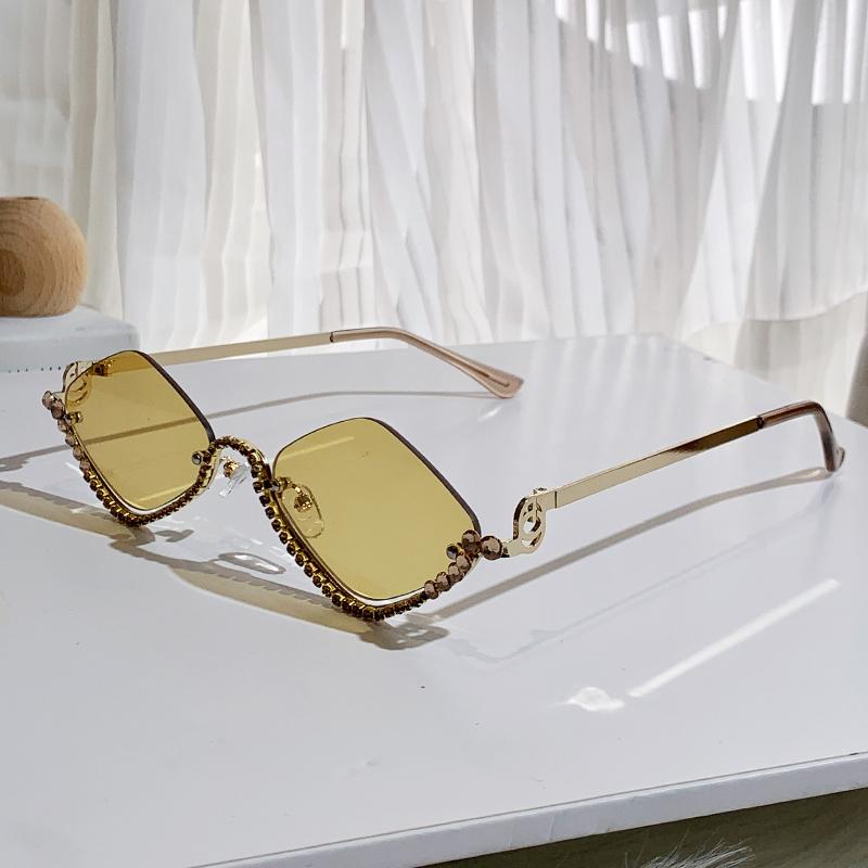 Новые солнцезащитные очки с полуободковой оправой из стразов, солнцезащитные очки с цветными бриллиантами, женские 90306-1