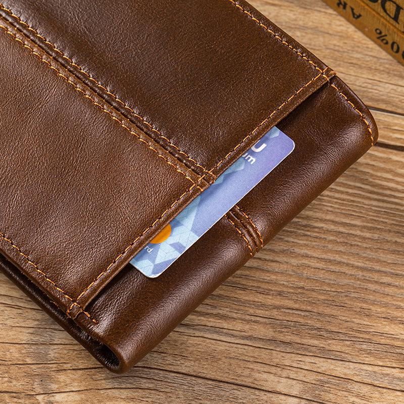 Мужской кошелек из натуральной кожи с RFID-защитой, двускладной, короткий, большой вместимости, с множеством слотов для карт, винтажный, из коровьей кожи, карманный кошелек для мелочи