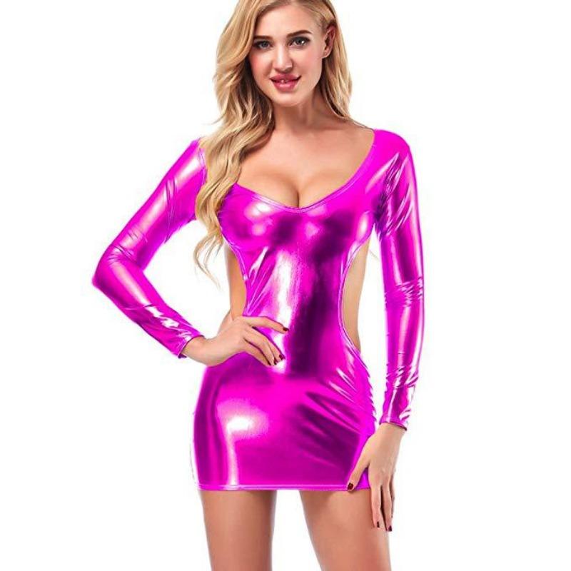 Сексуальная модная универсальная одежда для выступлений юбка на бедрах бронзовый однотонный женское платье