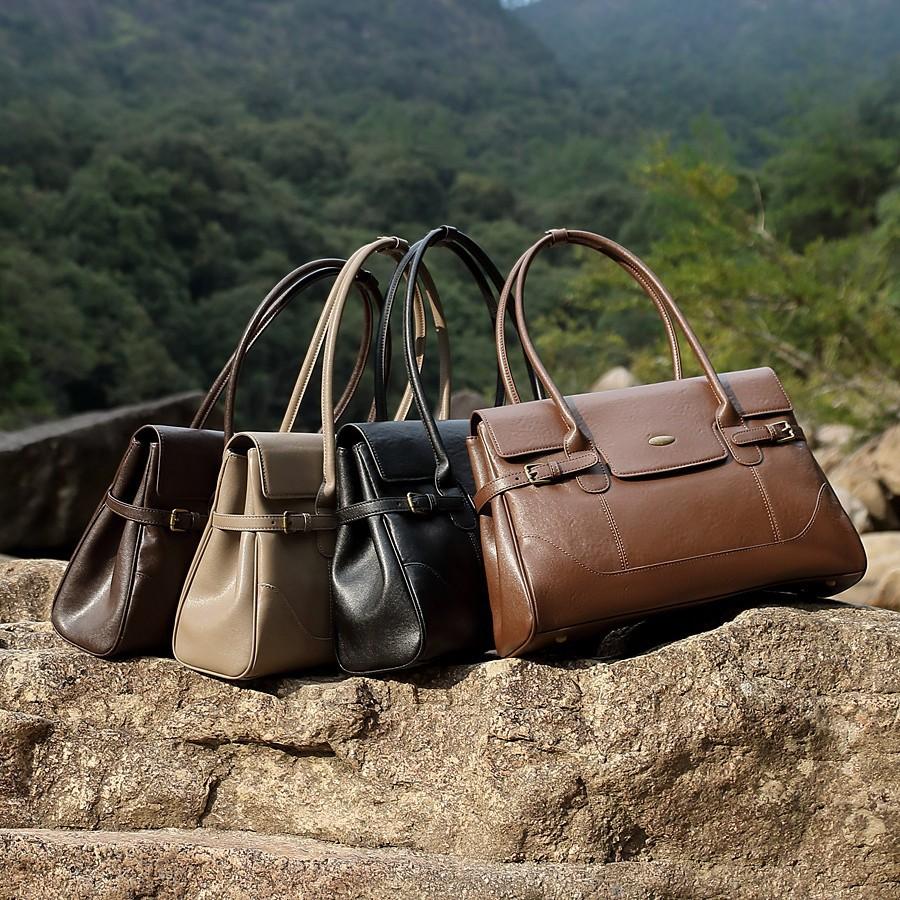 Simple First Layer Cowhide Leather Large Capacity Bag Commuter Retro Handbag Fashion Shoulder Underarm Tote Bag