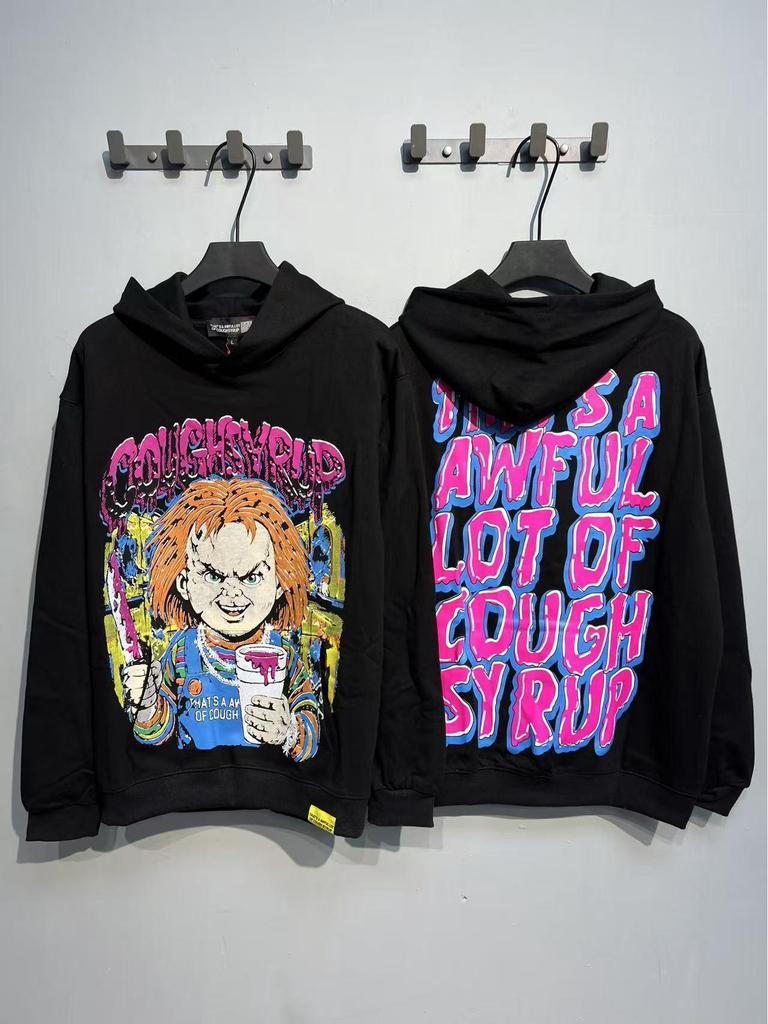 Модный американский стиль, свободная толстовка с длинным рукавом для мужчин и женщин - Высокая плотность, дизайн "Сироп от кашля"