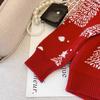 Sweater Women's Christmas Red New Round Neck Color Matching Jacquard Knitted Sweater To Keep Warm