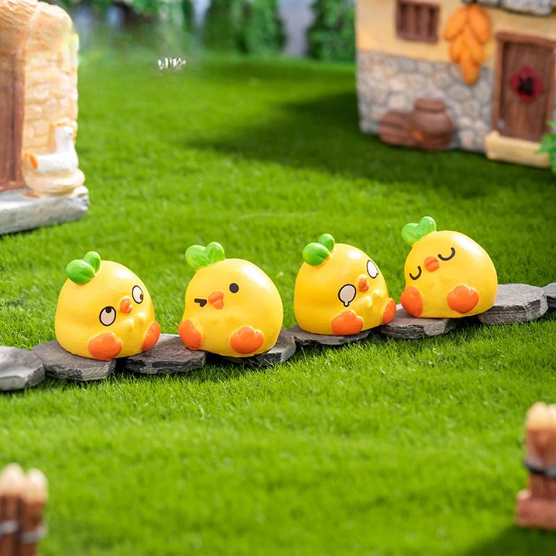 Микропейзаж мультфильм милый овощ курица животное фигурка сделай сам курица украшения аксессуары настольный автомобиль смоляное украшение