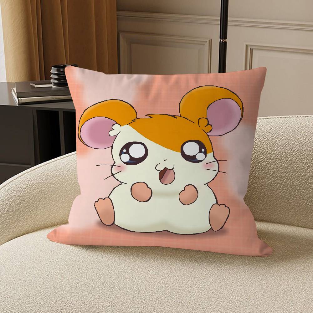 H-Hamtaro Cute Hamster Pillow Gift Home Office Decoration Bedroom Sofa Car Cushion Cover Case 45x45