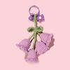 Women Bell Orchid Keychain With Bell Cute Crocheted Handbag Charms Wind Chimes Flower Keyring Bag Pendants Handmade Knitted