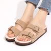 Fashion Litfun New Women's Winter Slippers Thick Sole Cork Footed Ladies Slides Fur Lining Warm Sandals With Adjustable Double Buckle
