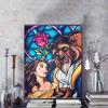 Disney Алмазная мозаика Красавица и Чудовище Витраж Милый DIY Мозаика из страз Набор для вышивания крестиком Вышивка Подарок Декор для дома