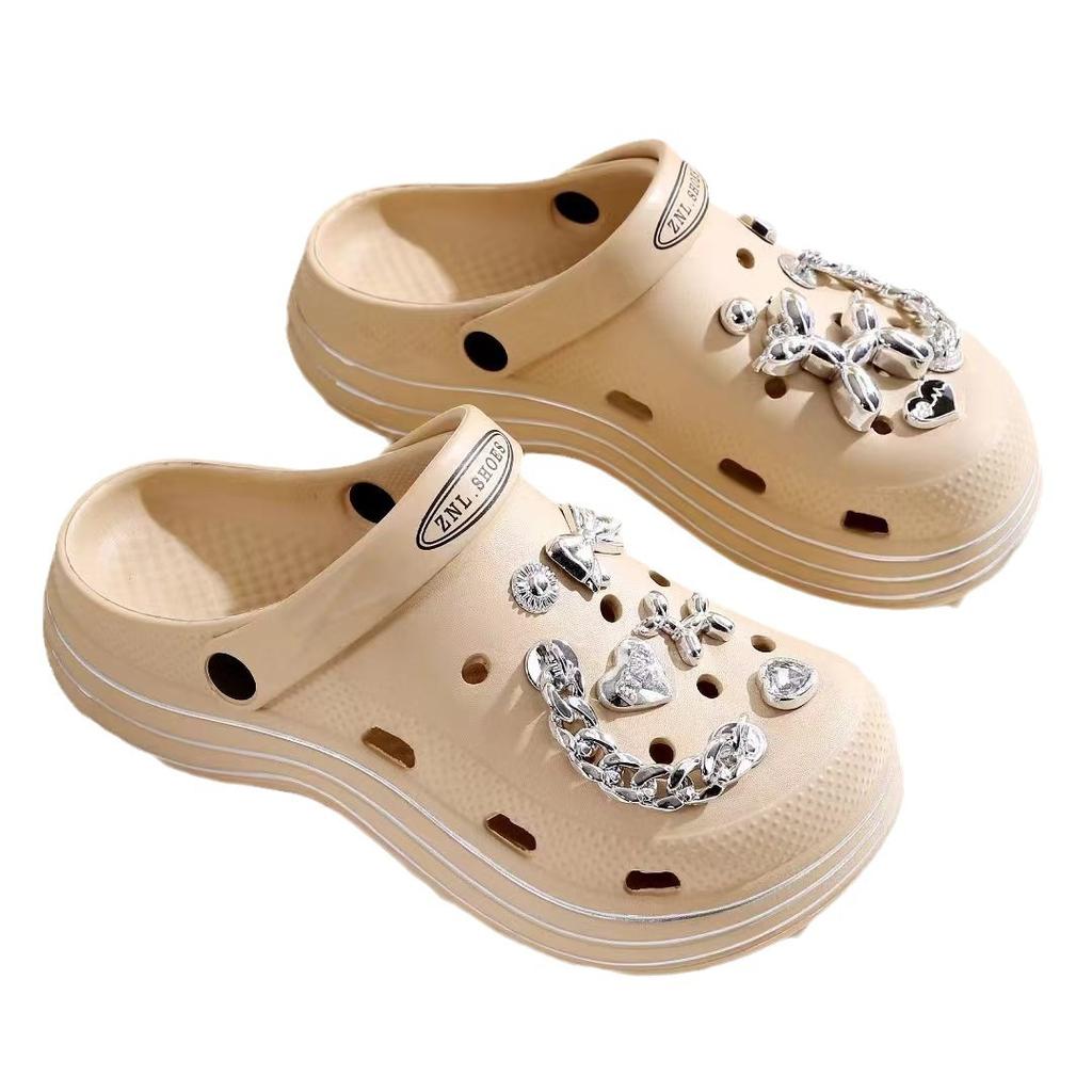 Туфли с дырочками женская летняя одежда толстая подошва нескользящая мода интернет знаменитость милый ветер пляжная обувь сумка голова пара классные тапочки