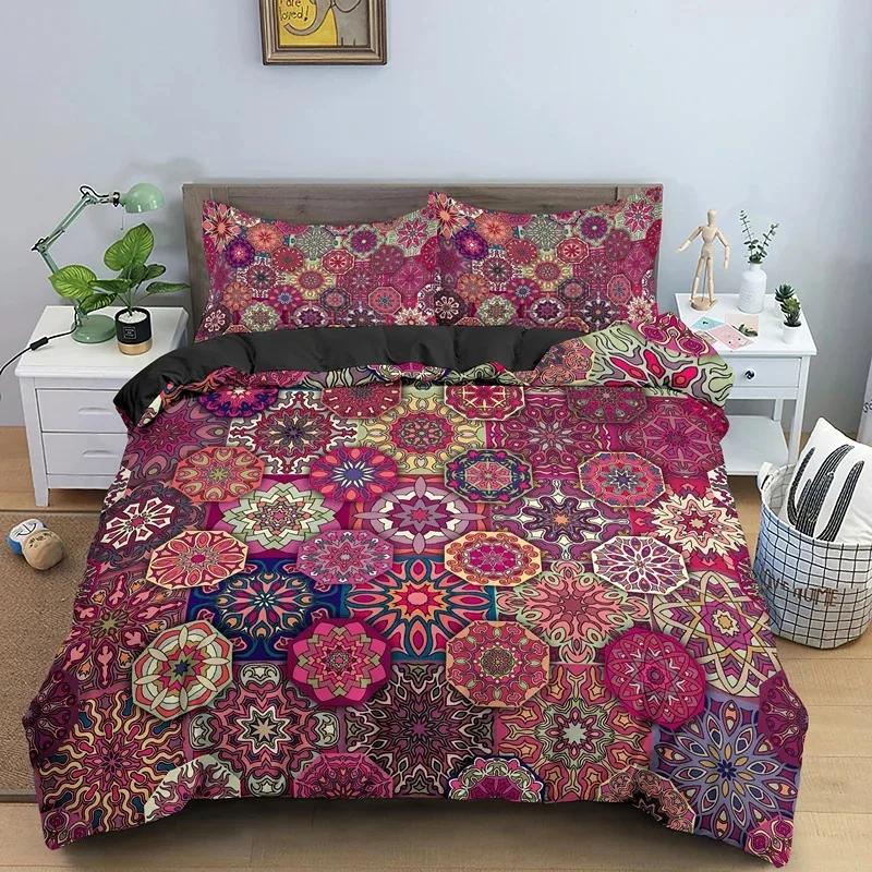 Luxury Boho Mandala Duvet Cover Set Bohemian Bedding Sets Mandala Print Comforter Cover King Size Double Bed Set Quilt Cover