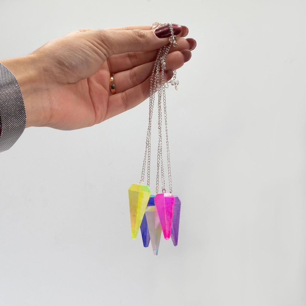 Six Sided Pendulum – Aurora Crystal Angel White – 4cm
