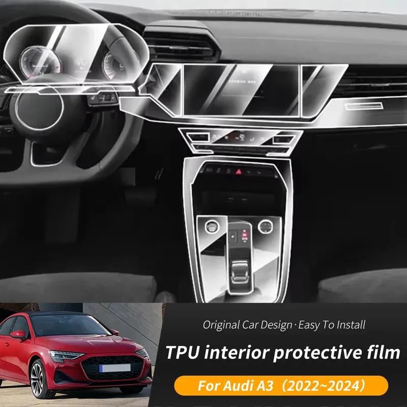 For compatible vehicle A3 8Y 2023 Car Multimedia Screen Center Gear Panel Transparent TPU Automotive Interior Protective Cover Film Decor.