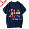 Teach Retro Gradient Varsity Letter Graphic TShirt Teacher Classroom Back To School Casual Cotton Short Sleeve Basic Tee Top