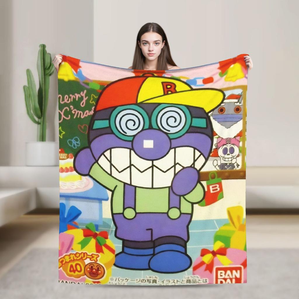 Baikinman Anime Flannel Blanket Soft Durable Throw Blanket for Living Room Picnic Novelty Bedspread Sofa Bed Cover