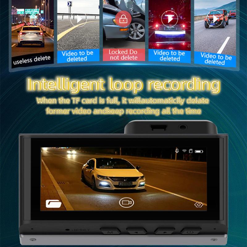 Видеорегистратор Ultra HD, Автомобильный DVR, 24-часовой мониторинг парковки, Передний и задний WIFI-регистратор