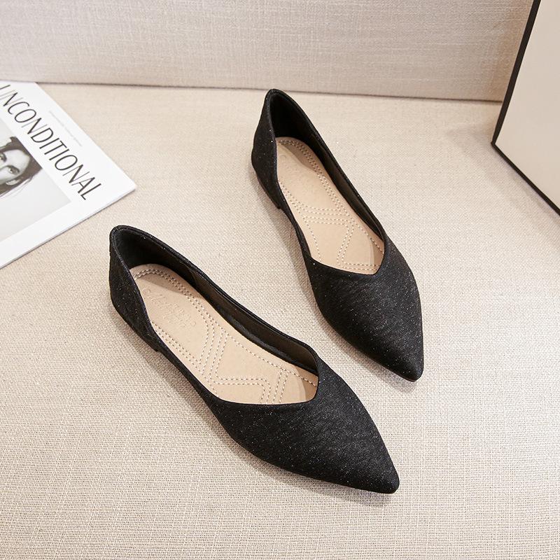 Модная женская обувь на плоской подошве, летняя новинка, туфли-лодочки с острым носком, повседневная обувь, модные универсальные туфли-дуду, женские, большие размеры 34-43