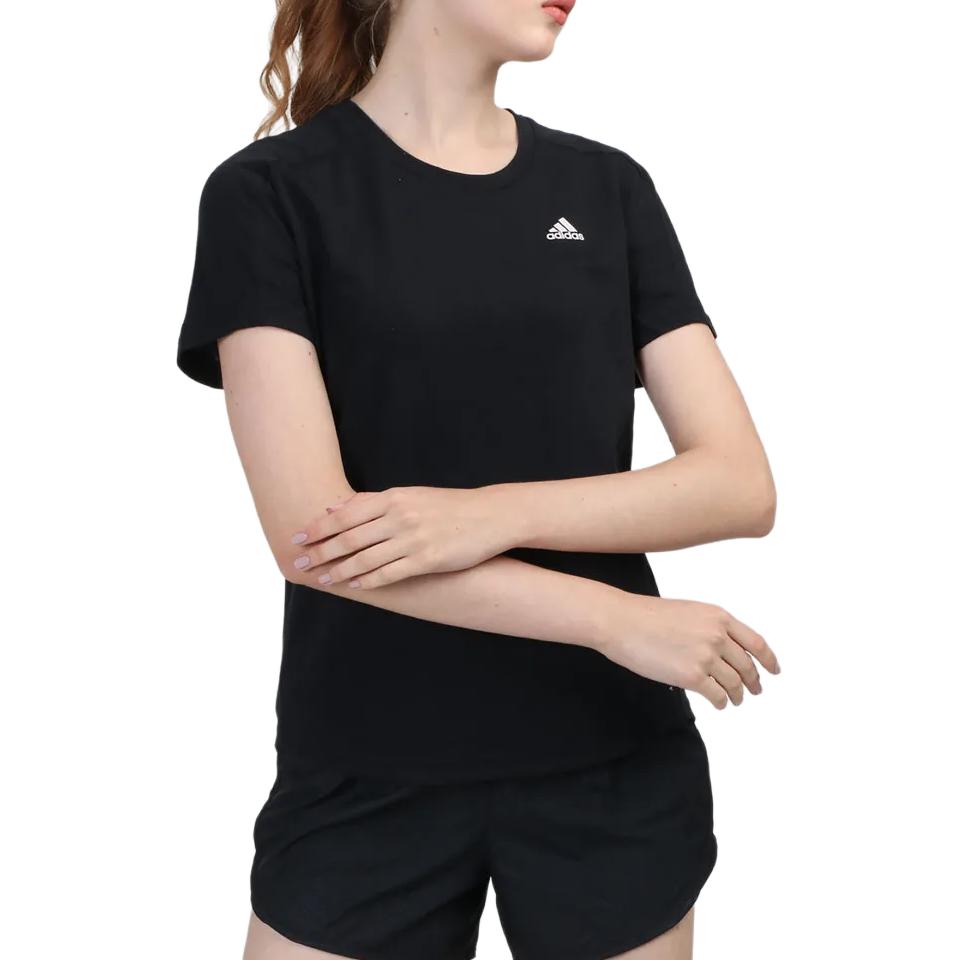 adidas Футболка для бега с коротким рукавом для тренировок, женские топы, черная, GC6649