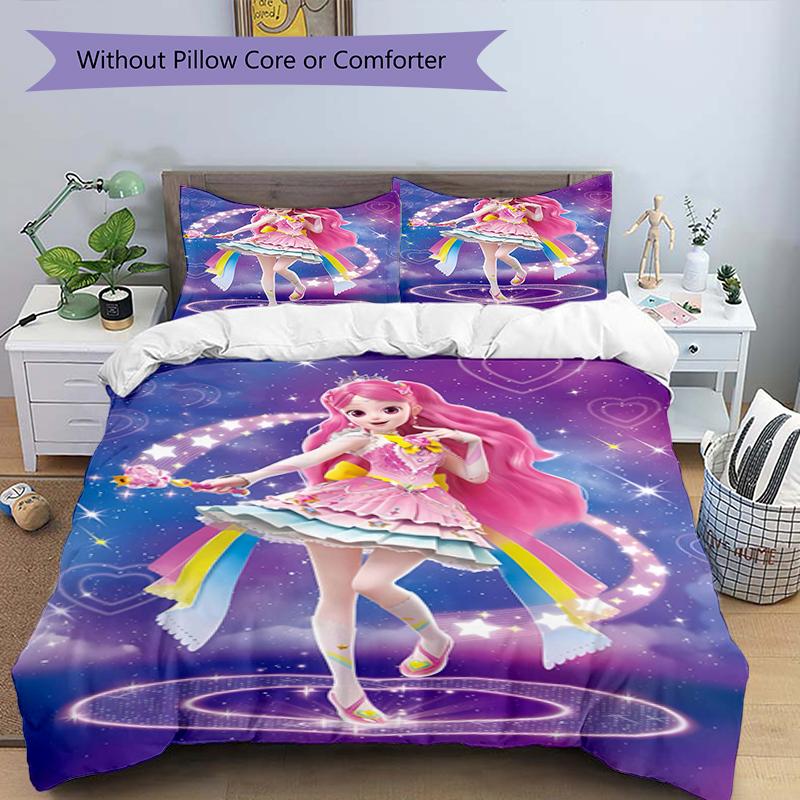 3pcs Magic Sweethear (4) Design Cover Set - HD Printed Bedding with 1 Cover and 2 Pillowcases - Perfect for Home and Dorm Decor