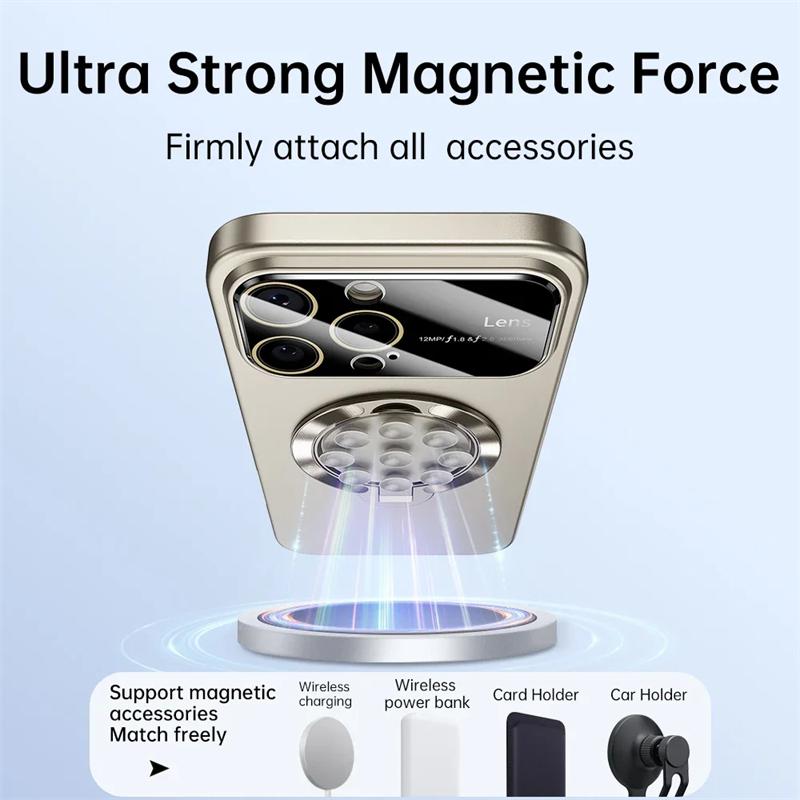 Роскошный чехол-присоска Magsafe Bracket Case для iPhone 16 15 14 Pro Max Plus 11 12 13 складной магнитный держатель матовый жесткий чехол для ПК