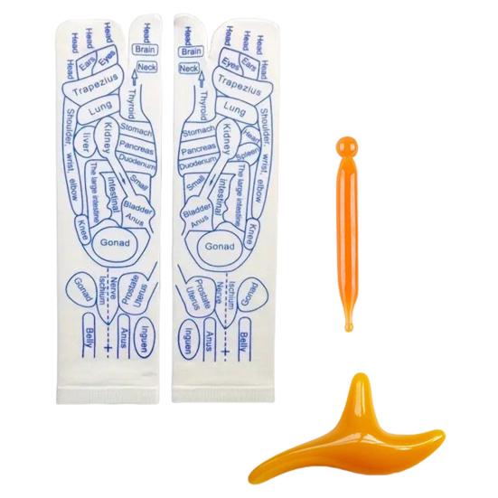 1 Set Massage Mid-calf Socks with Massage Stick Serenity Steps Legible Foot Acupuncture Point Printed Elastic Massage To Promote Circulation Beginner