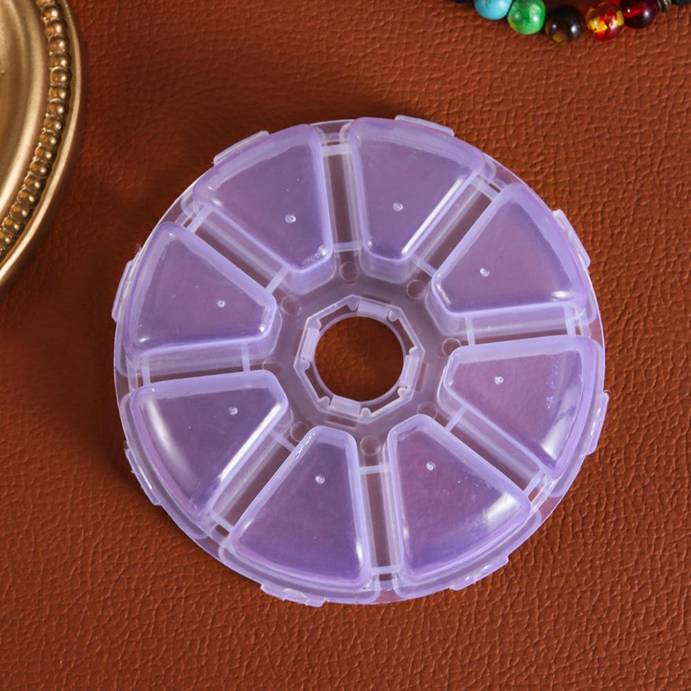 Round Beads Transparent Jewelry Container Empty Storage Box 8 Grids Nail Art Rhinestones Case