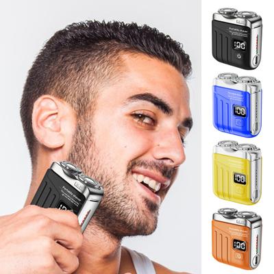 Мини-электробритва с двойными кольцами, светодиодным дисплеем, USB-перезаряжаемая, водонепроницаемая, для влажного и сухого бритья, портативная, для путешествий, бритва для мужчин, триммер для бороды, инструмент для удаления волос
