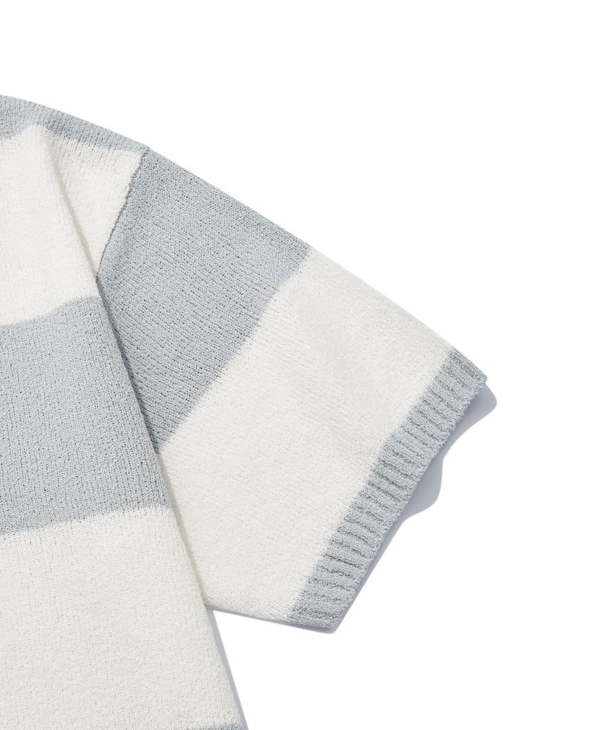 COVERNAT C Logo Stripe Collar Half Knit Sky Blue