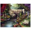 3D Diamond Embroidery Painting Cross Stitch Round Rhinestone Painting Park Bridge