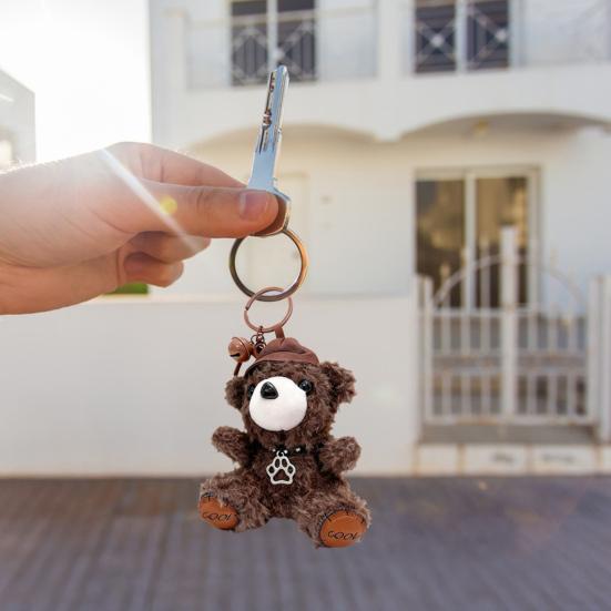 Cartoon Bear Keychain Plush Lovely Hats Bear Doll Cute Animal Pendant Grab Machine Hang Bag Daily Accessories