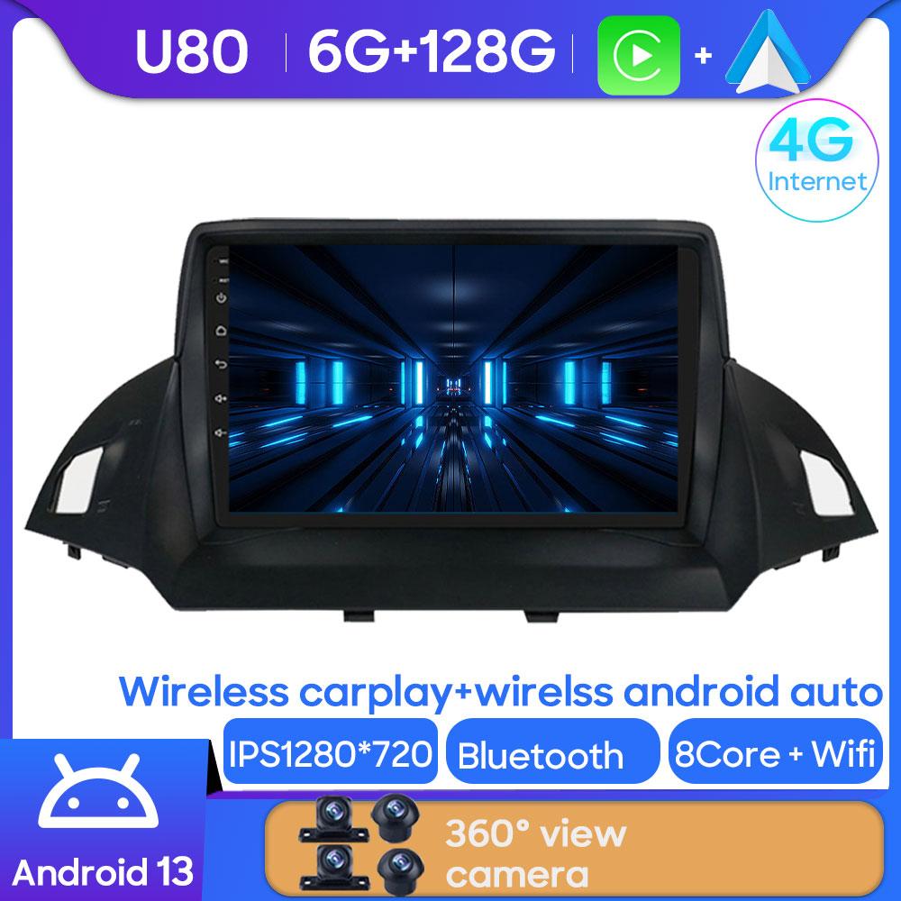 Android Мультимедиа Для Ford Kuga 2 Escape 3 2012 - 2019 Автомагнитола CPU Радио QLED Плеер Навигация Carplay Auto HDR 5G Приборная панель BT
