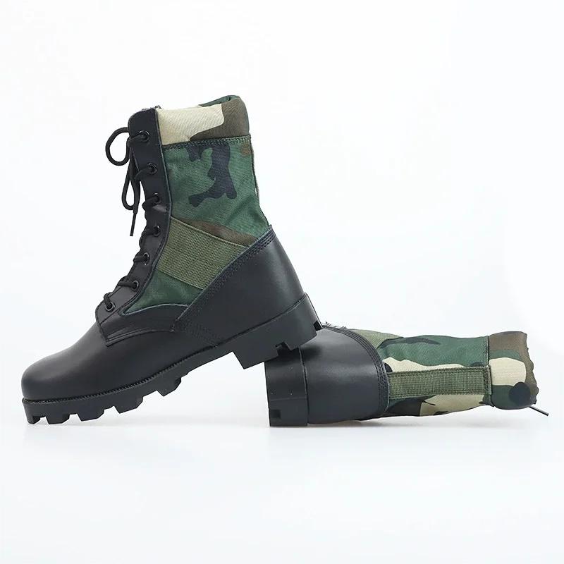 Lace Up Waterproof Outdoor Shoes Breathable Canvas Camouflage Tactical Combat Desert Ankle Boots Men Boots