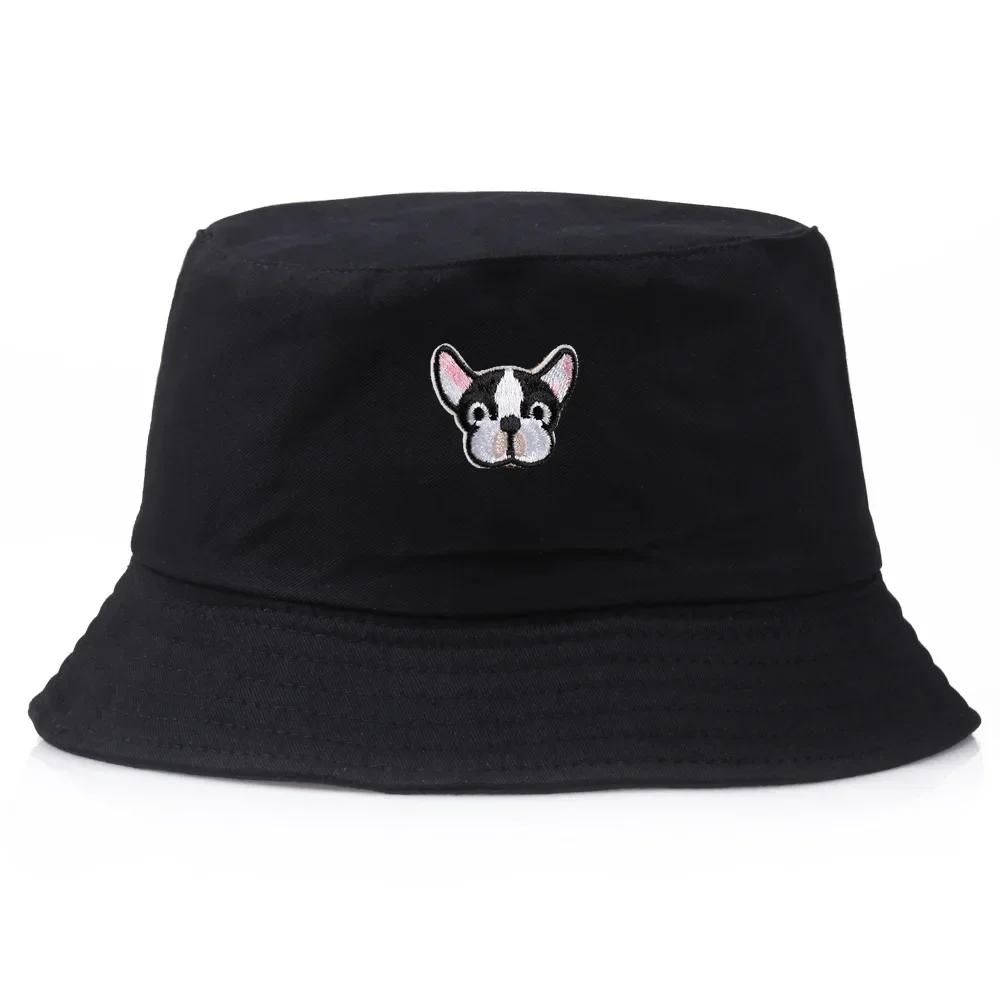Cute Puppy Embroidered Fisherman Bucket Hats Spring Summer Personality Basin Dog Hat Outdoor Travel Fashion Sunshade Beach Hats