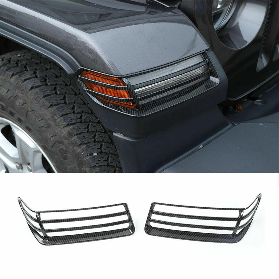 Накладка на переднюю фару в стиле карбонового волокна для Jeep Wrangler JL 18-22