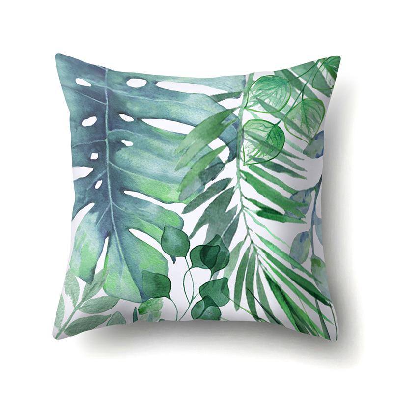 Polyester Pillow Case Nordic Ins Style Plant Flower Print Peach Leather Velvet Cushion Cover Car Waist Cushion Cover