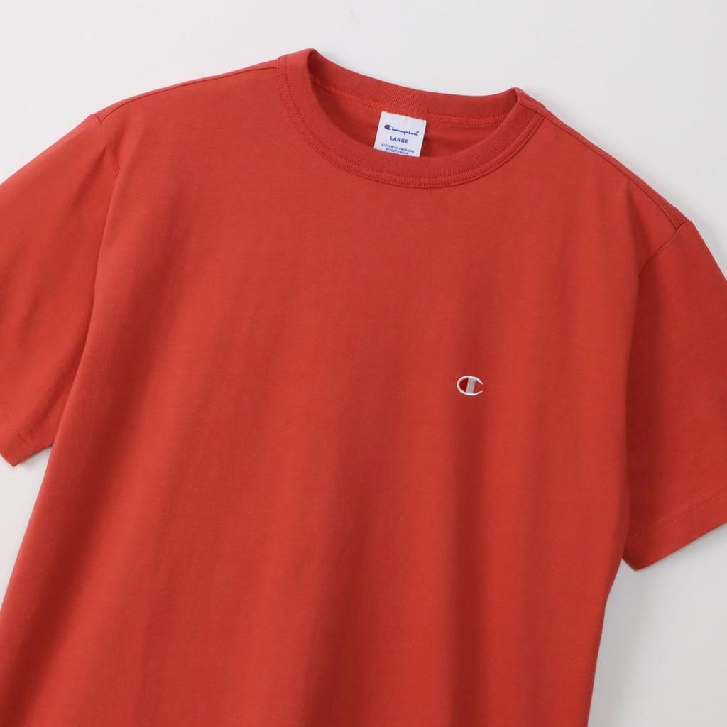 Champion Short Classic COTTON Logo Short Sleeve Red Brick T-shirt, Sleeve, 100% Cotton, USA, One-point Embroidery, T-shirt, Basic, C3-P300Z/C3-X352L,
