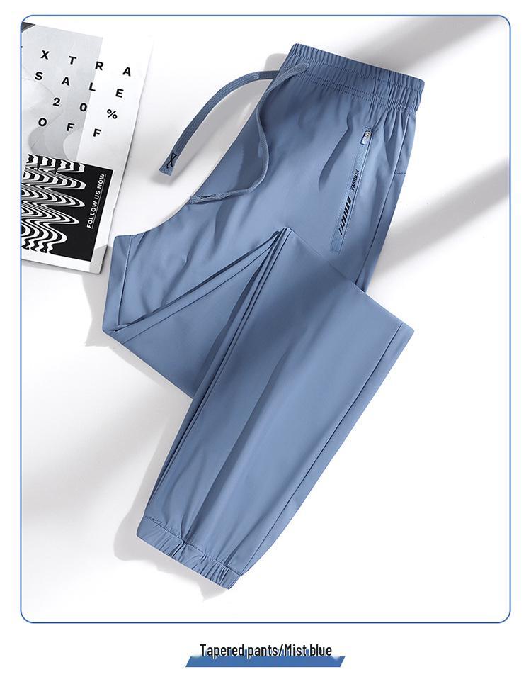 Женские быстросохнущие брюки из ледяного шелка для защиты от солнца - Летние эластичные брюки до щиколотки для активного отдыха