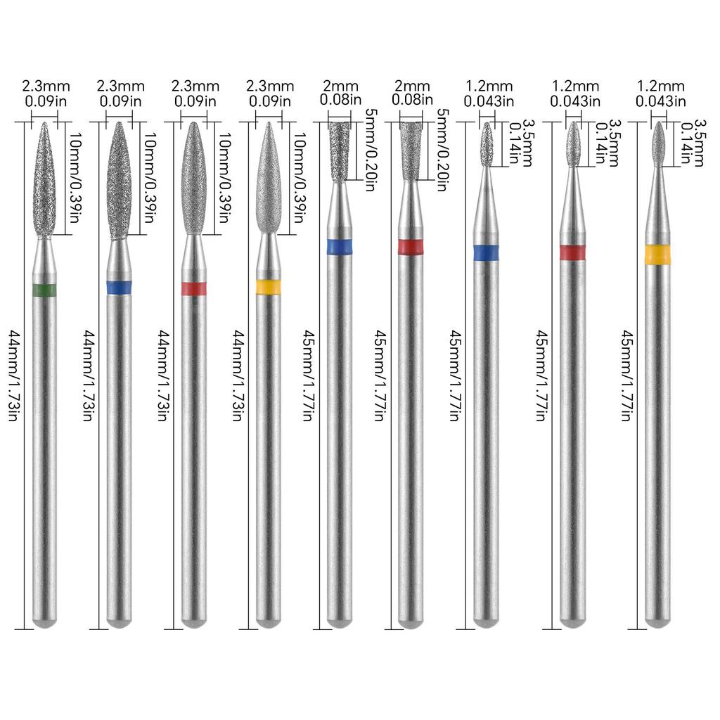 10 шт., алмазные фрезы, набор сверл для ногтей, аксессуары для маникюра, педикюра, электрическая машина, кисточка для ногтей, инструменты для заусенцев