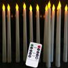 4 or 6 Pieces Remote Control White Flameless LED Taper Candles,Christmas Flickering Yellow Light Battery Power Decorative Candle