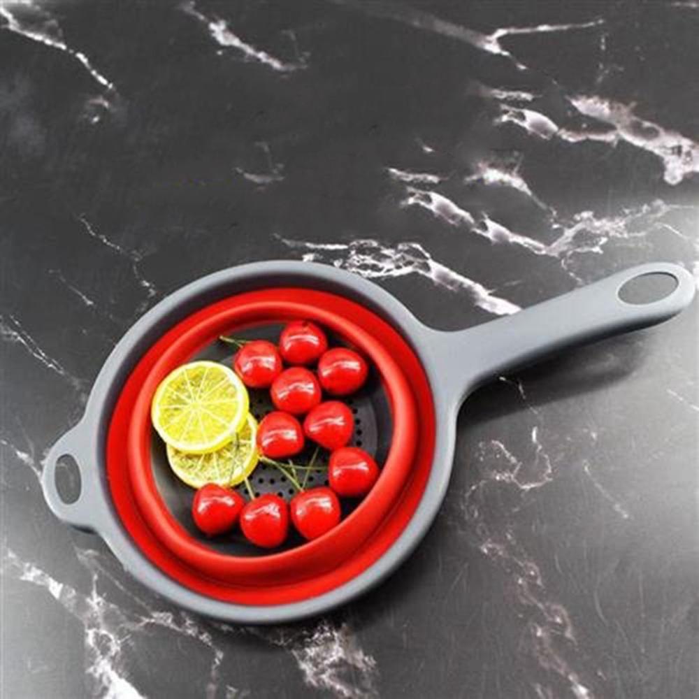 Collapsible Foldable with Handle Silicone Colander Dish Draining Basket Drainer Strainer