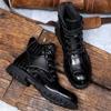 Season's New Retro Imitation Crocodile Leather Men's Shoes Leather Shoes Fashion Men's Mid-top Boots Martin Boots Men