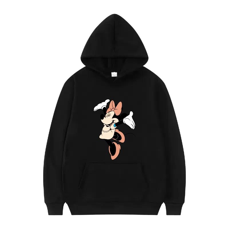 Disney Mickey Mouse Pattern Woman Streetwear Loose Black Winter Tops Clothes Pullovers Ladies Cheap Y2k Hoodies Men Sweatshirts