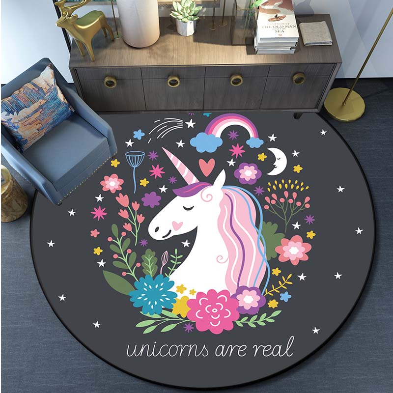 Коврик с принтом Русалки и единорога, круглый ковер с рисунком, коврик для кухни, спальни, игровой коврик для детской комнаты, детский игровой коврик, домашний декор