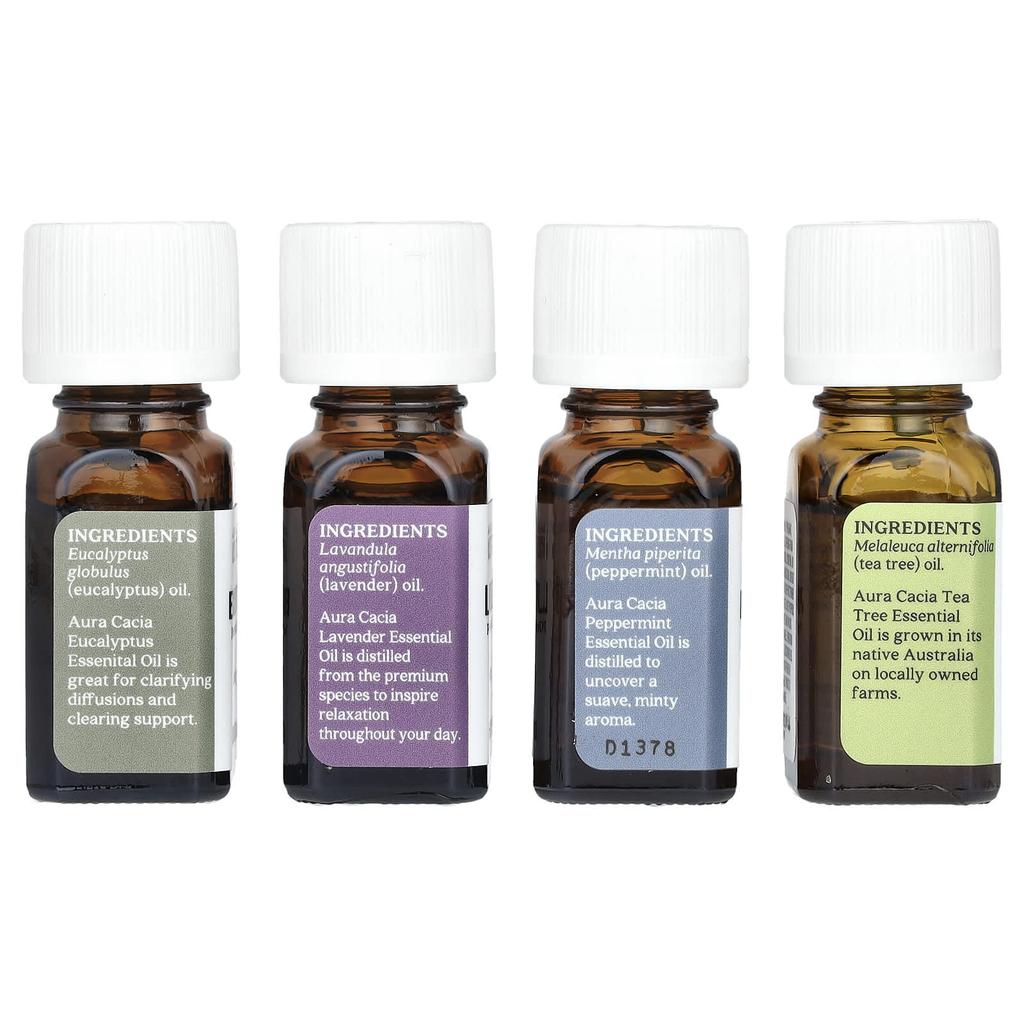 Pure Essential Oils, Discover Kit, 4 Bottles, 7.4 Ml (0.25 Fl Oz) Each