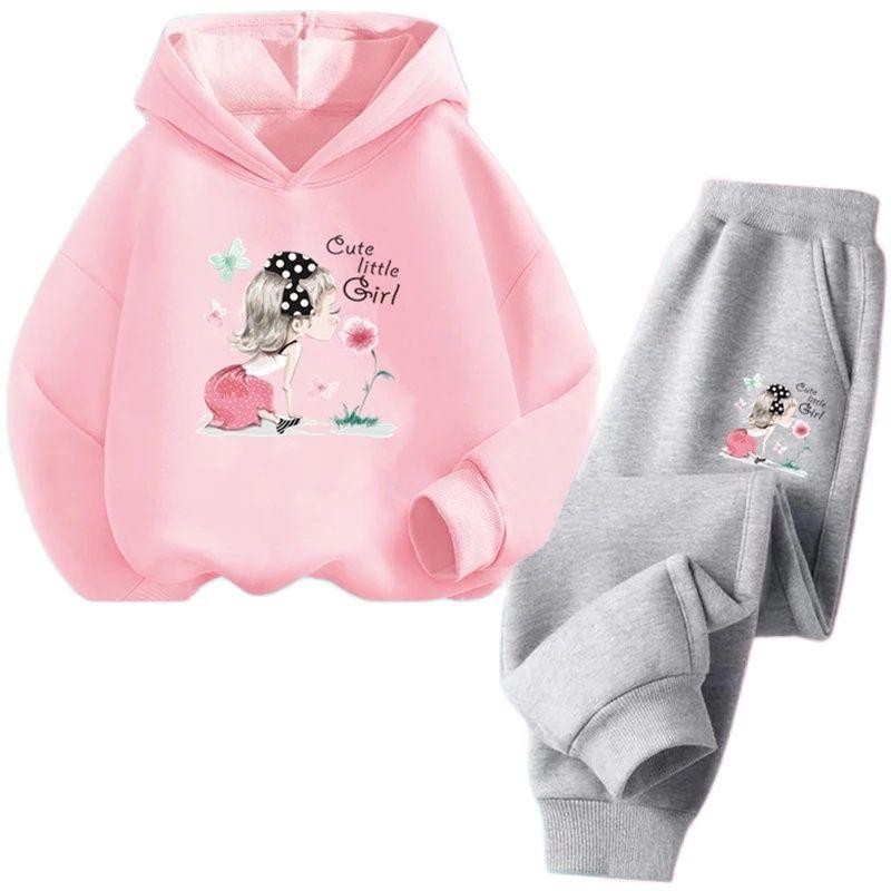 2025 Autumn Korean Girl Clothing Kawaii Kids Clothes Cute Children's Hoodies and Sweatpant 2pcs Set