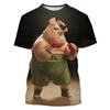 Cute Men and Women Guitar and Pork 3D Printed T-shirt, Imitating Animal Fun Summer Clothing, Round Neck, Short Sleeves, Casual