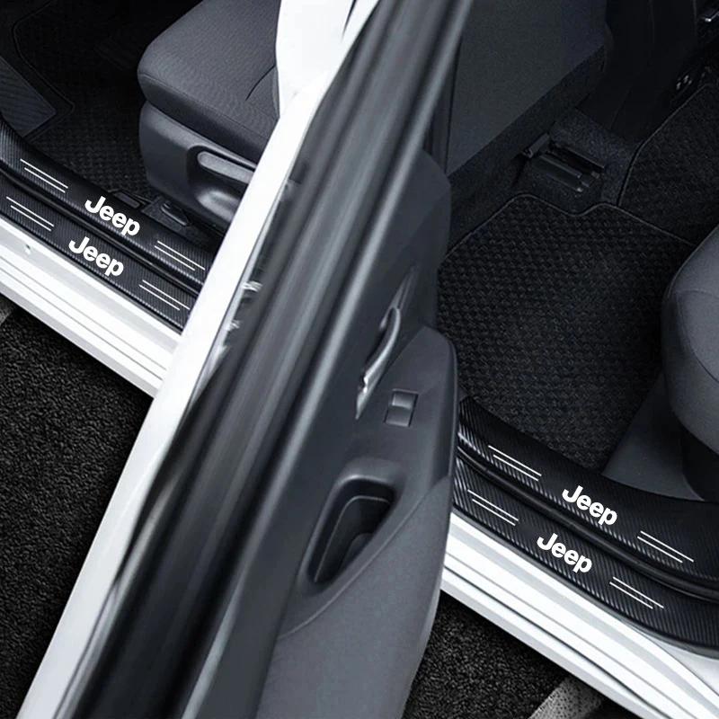 Для Jeep Высококачественная наклейка-защита на порог автомобиля из углеродного волокна Для Jeep Wrangler Grand Cherokee Compass Wagoneer Gladiato