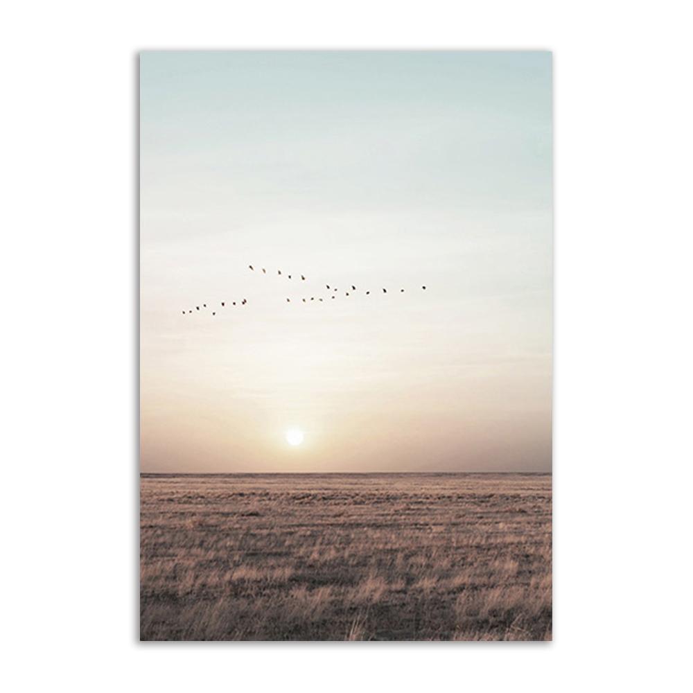 Hay Reed Wall Art Натуральный постер и принты Ветряная мельница Закат Скандинавская картина на холсте для спальни Настенная картина Украшение картин