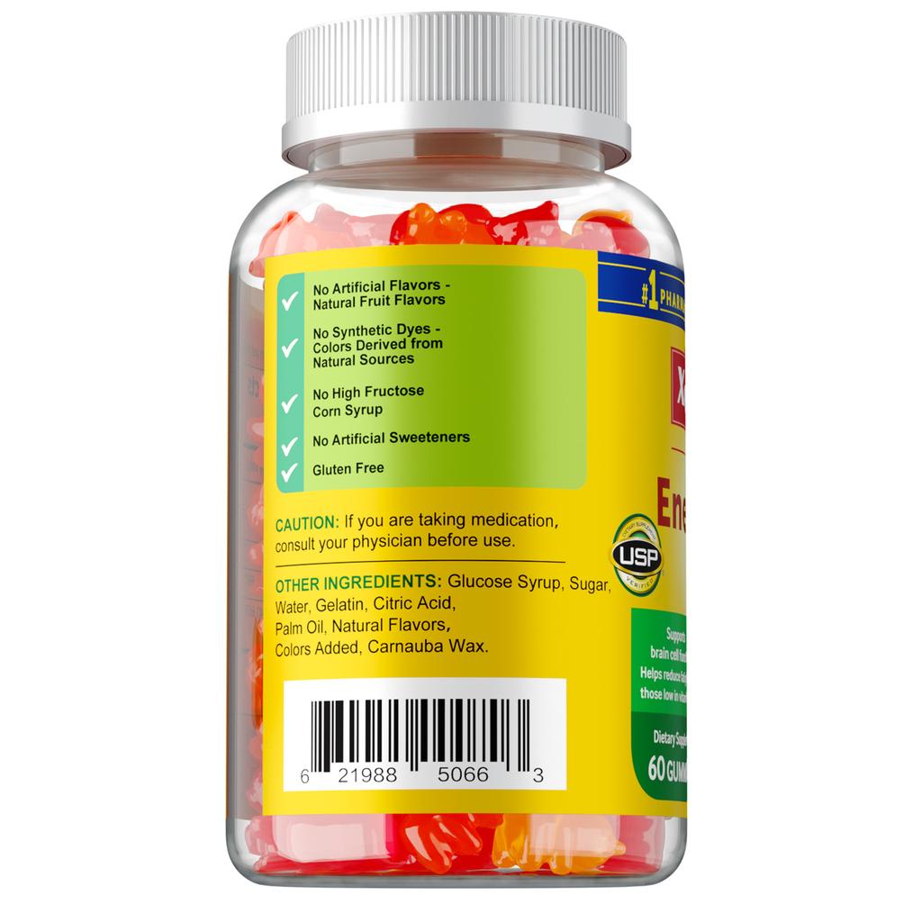 Vitamin B12 gummies, rich in vitamin B12 extract, each serving contains 1000 micrograms, suitable for adults.