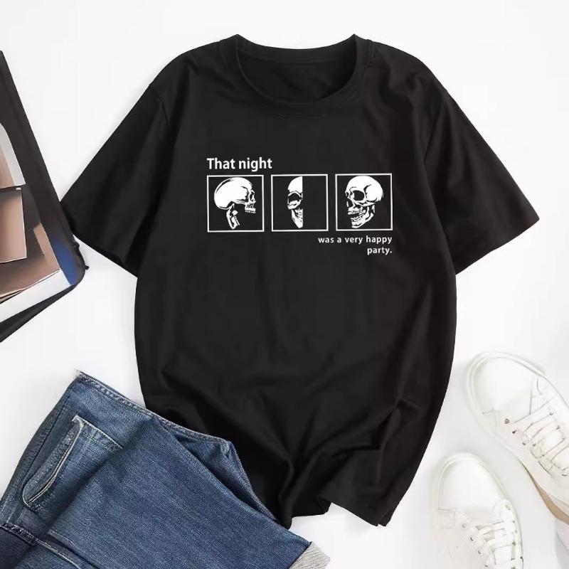 Мужская футболка с принтом скелета и букв, свободная, с круглым вырезом, с коротким рукавом, для мужчин