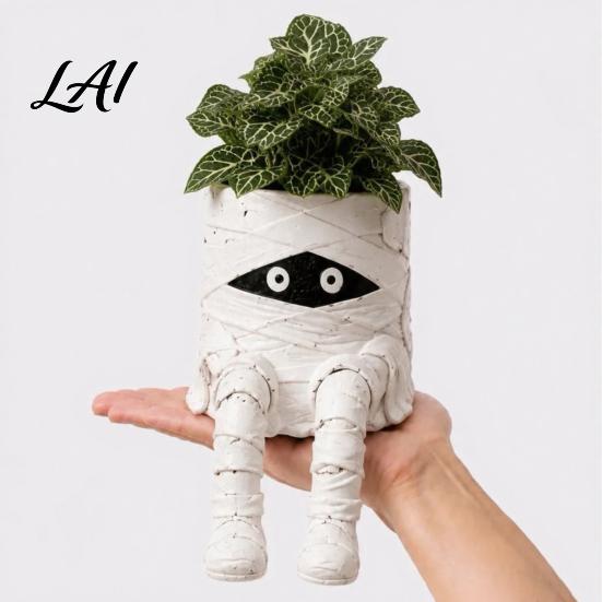 Creative Plant Pot for Home 2Pcs Whimsical Hanging Leg Resin Planter Dangling Sitting Flower Small Indoor Container Succulents Funny Halloween